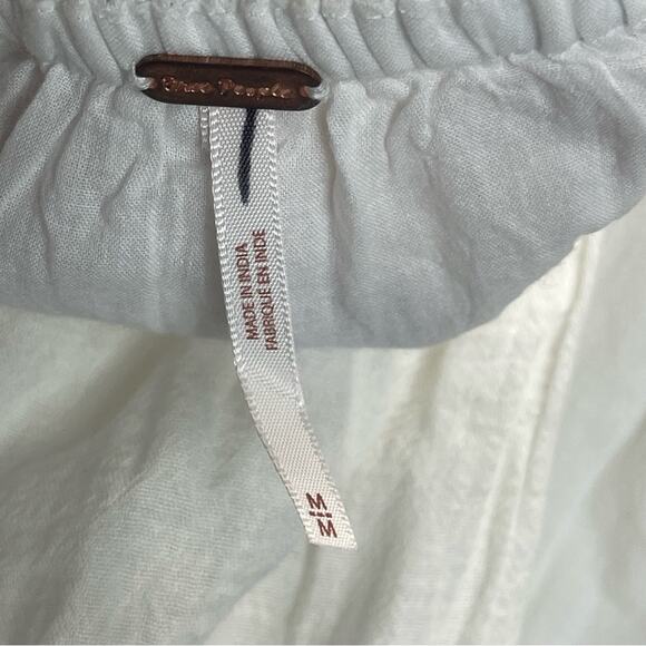 Free People Crystal Cove Smocked Mini Dress White Blue - Picture 5 of 14